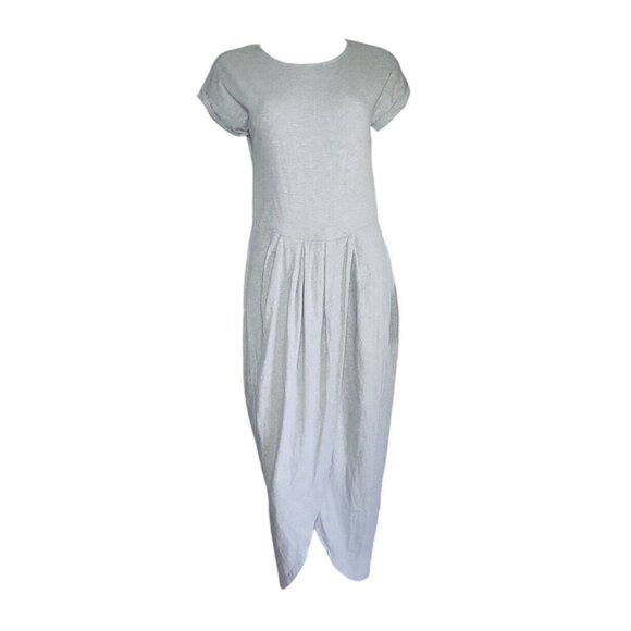 Caroline Morgan Dress Womens Size 10 Solid All Grey Gray Short Sleeve Tulip - Picture 1 of 7